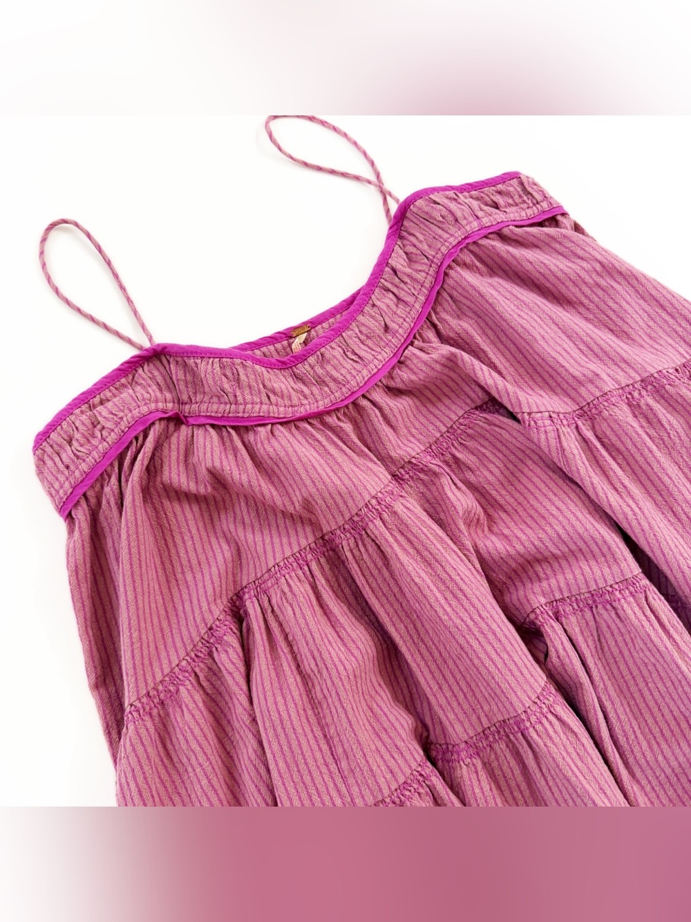 Free People Dress Womens Large Wilder Days Striped Mini Boho - Picture 3 of 11